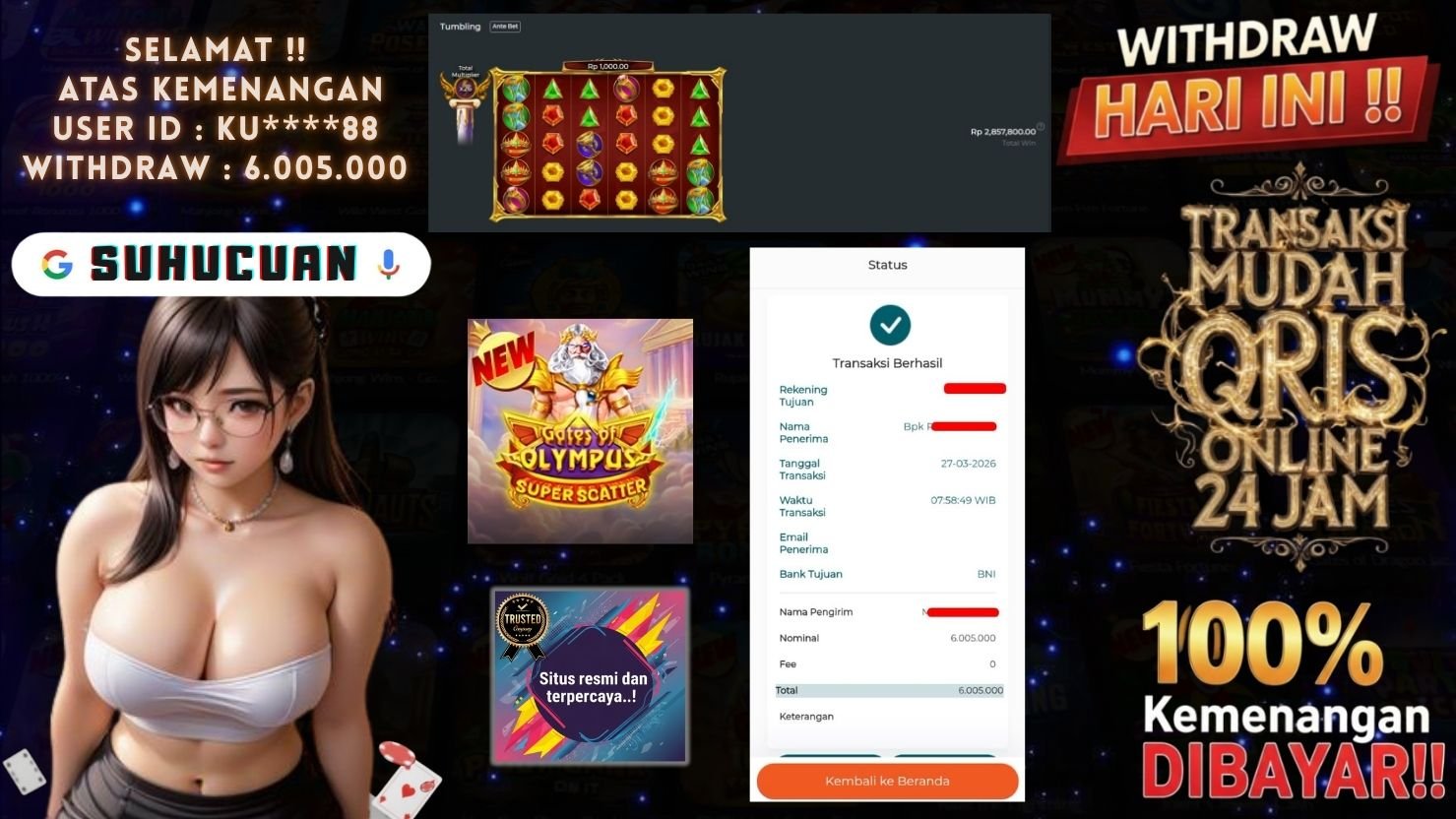 SUHUCUAN JACKPOT SLOT GATES OF OLYMPUS SUPER SCATTER